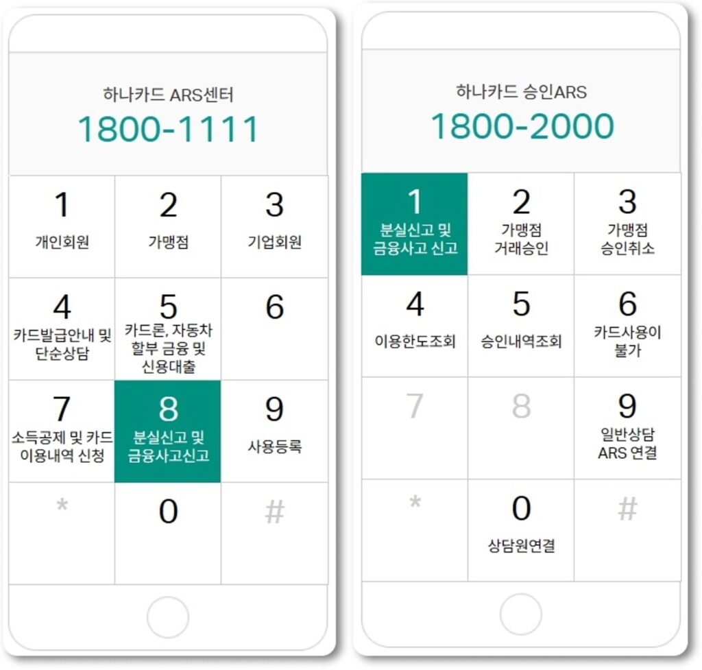 하나카드 고객센터 상담원 연결