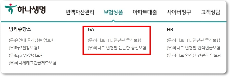 하나생명 정기보험 종류