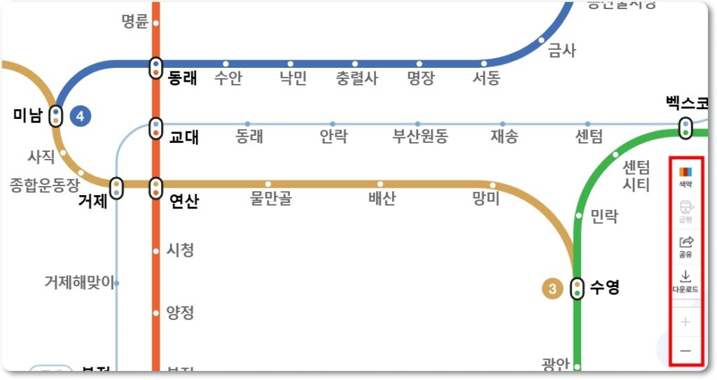 부산광역시 지하철노선도